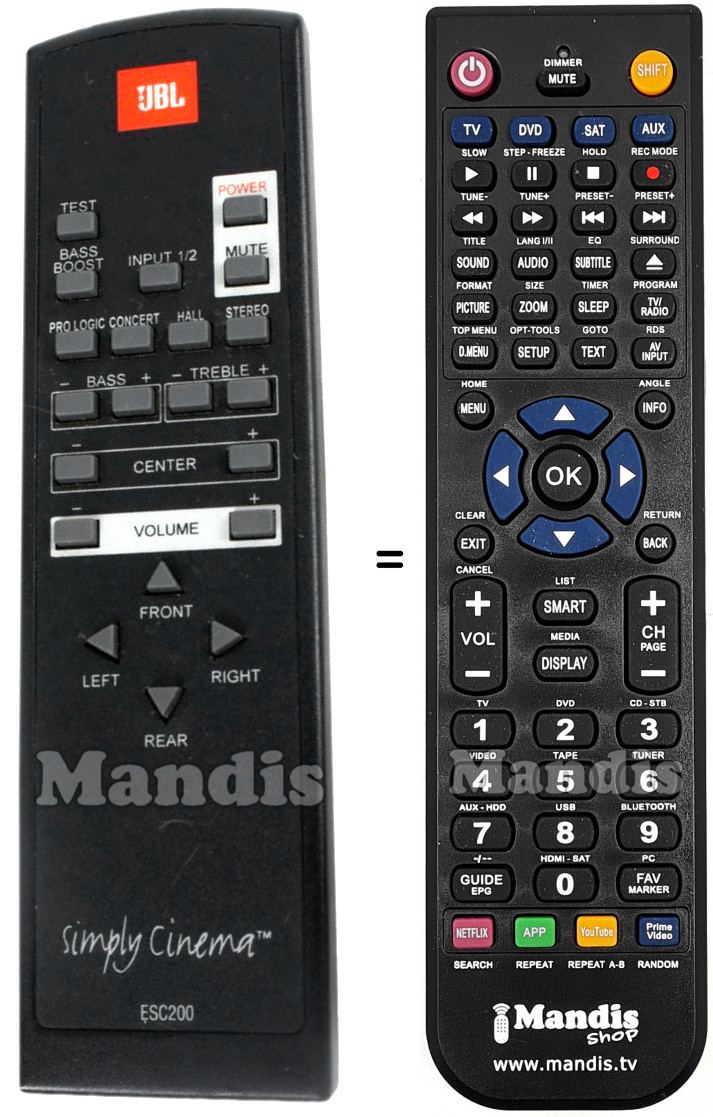 Télécommande équivalente JBL ESC200
