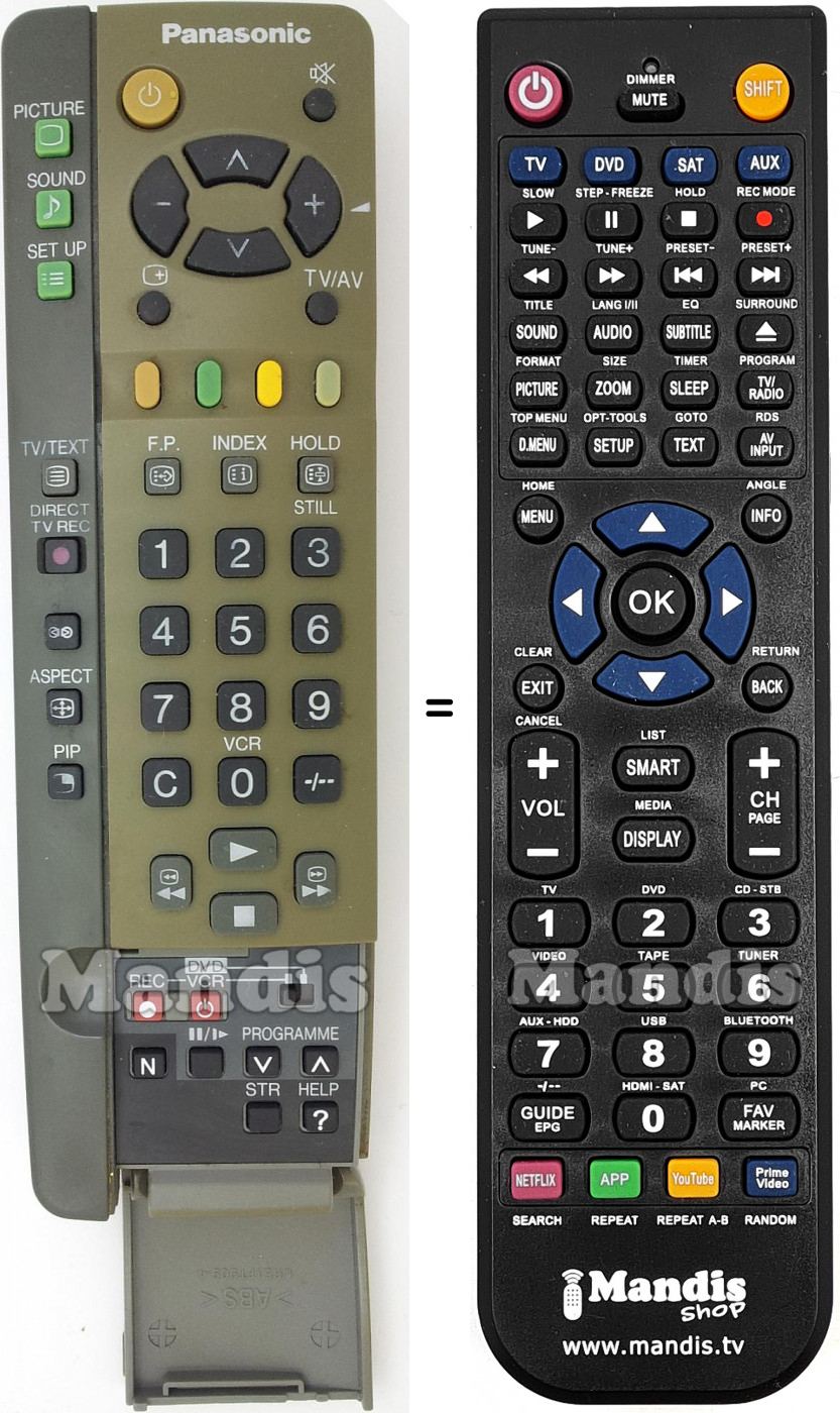 Télécommande équivalente Panasonic EUR511220