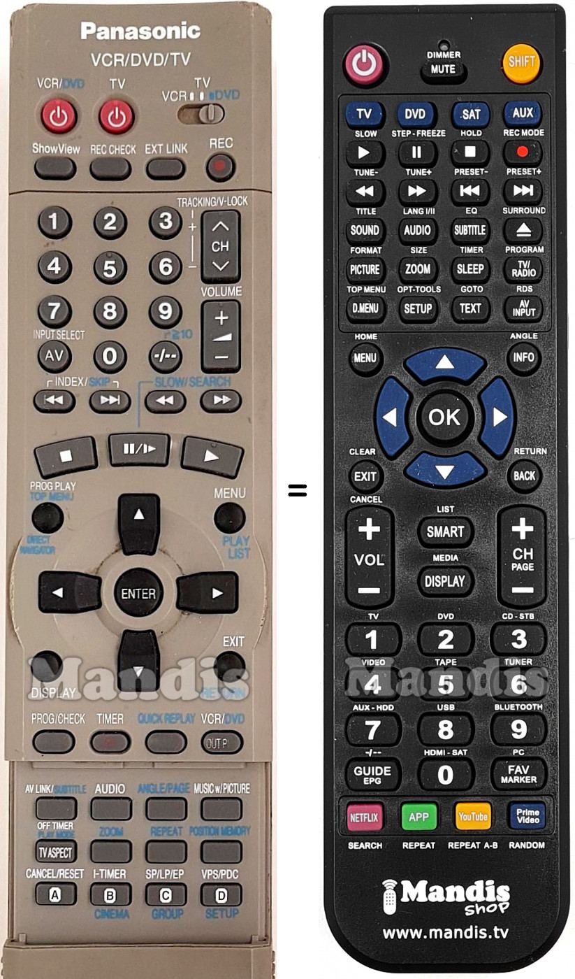 Télécommande équivalente Panasonic EUR7615KS0
