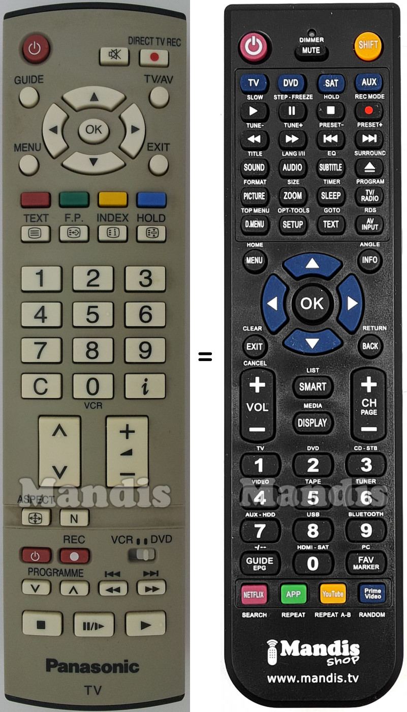 Télécommande équivalente Panasonic EUR7651030A