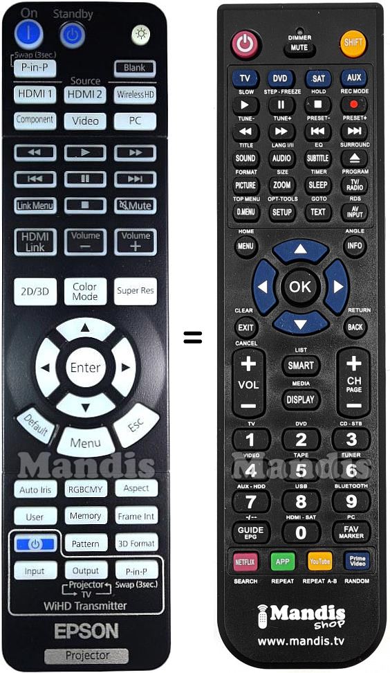 Télécommande équivalente Epson EH-TW7200