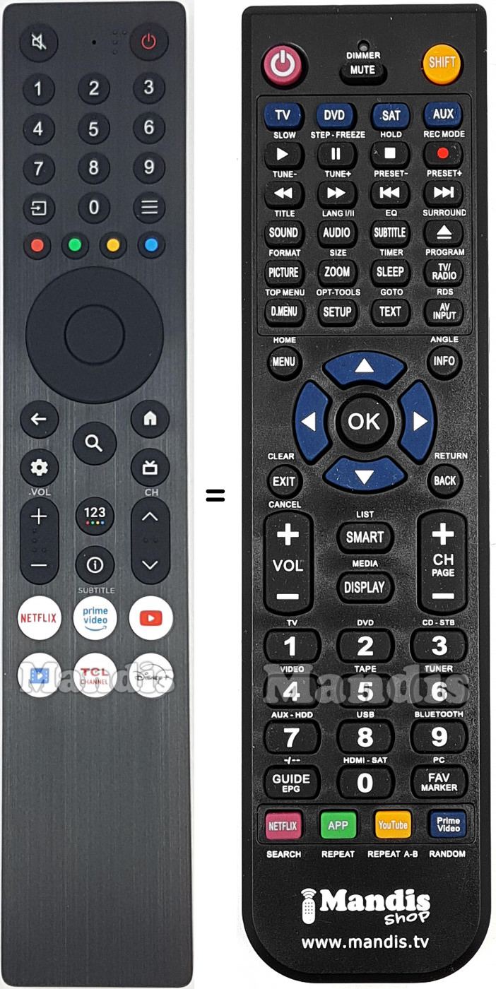T&eacute;l&eacute;commande &eacute;quivalente Tcl RC-733A