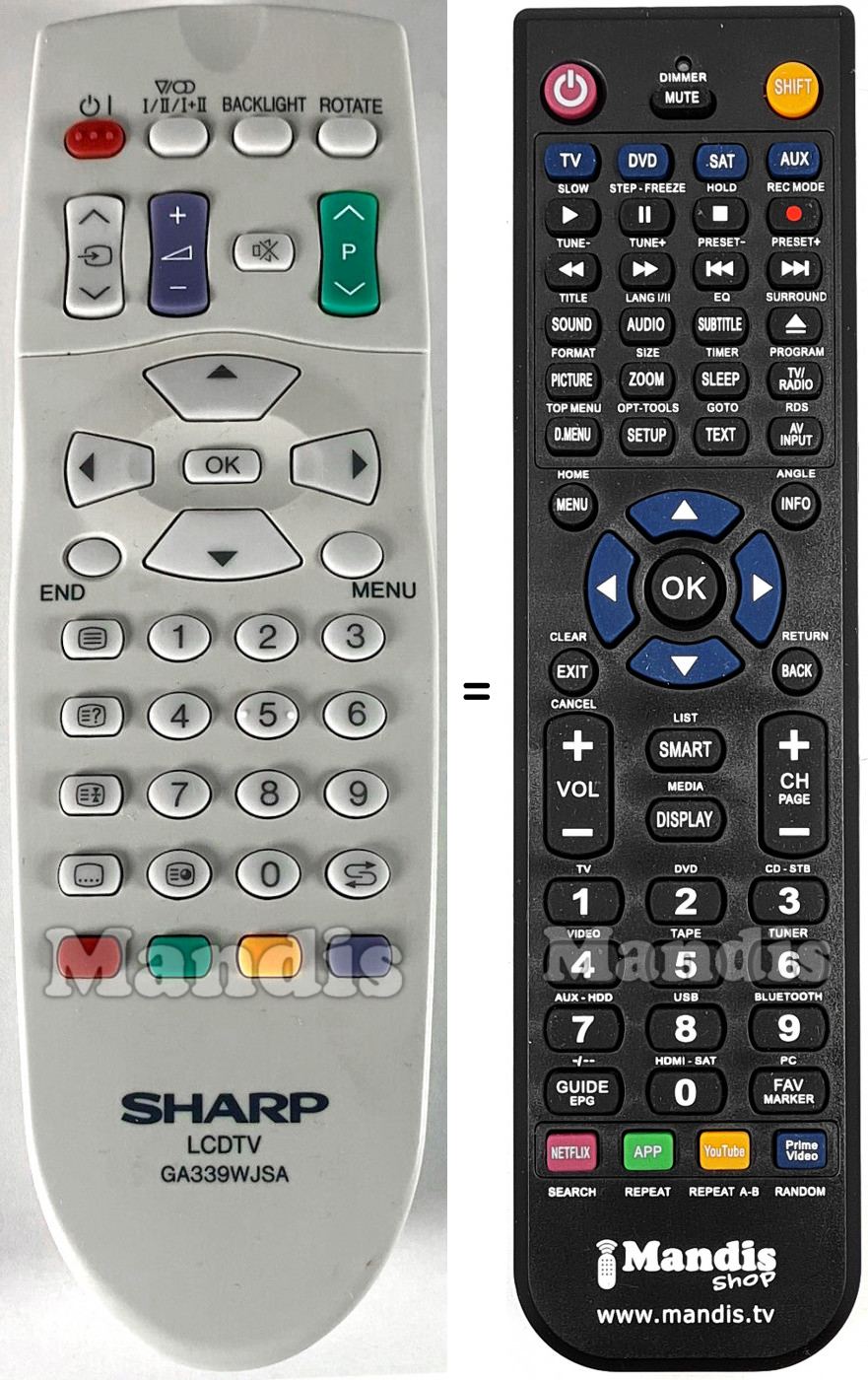 Télécommande équivalente Finlux GA339WJSA