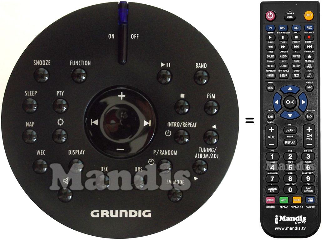 Télécommande équivalente Grundig 720117142600