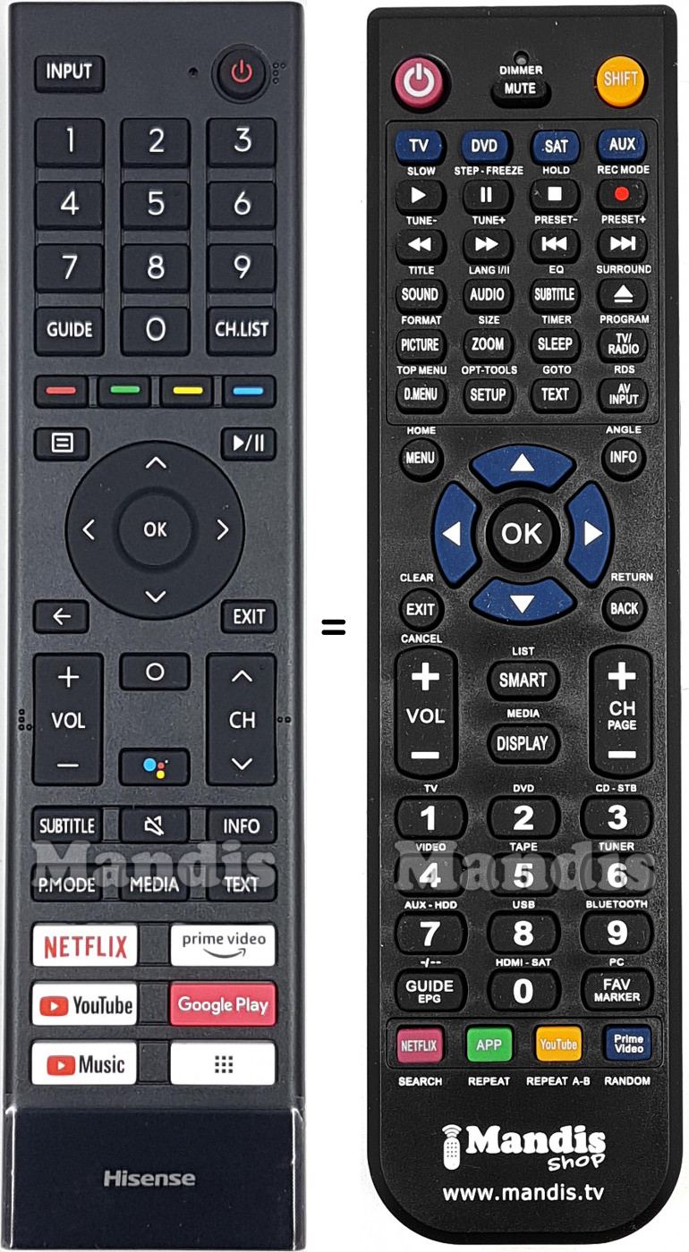 Télécommande équivalente Hisense ERF3L80H