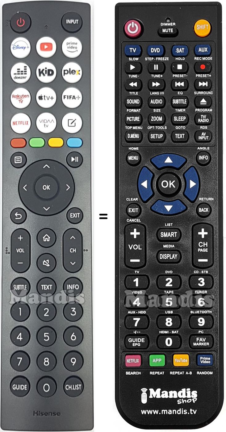 Télécommande équivalente Hisense HT339496
