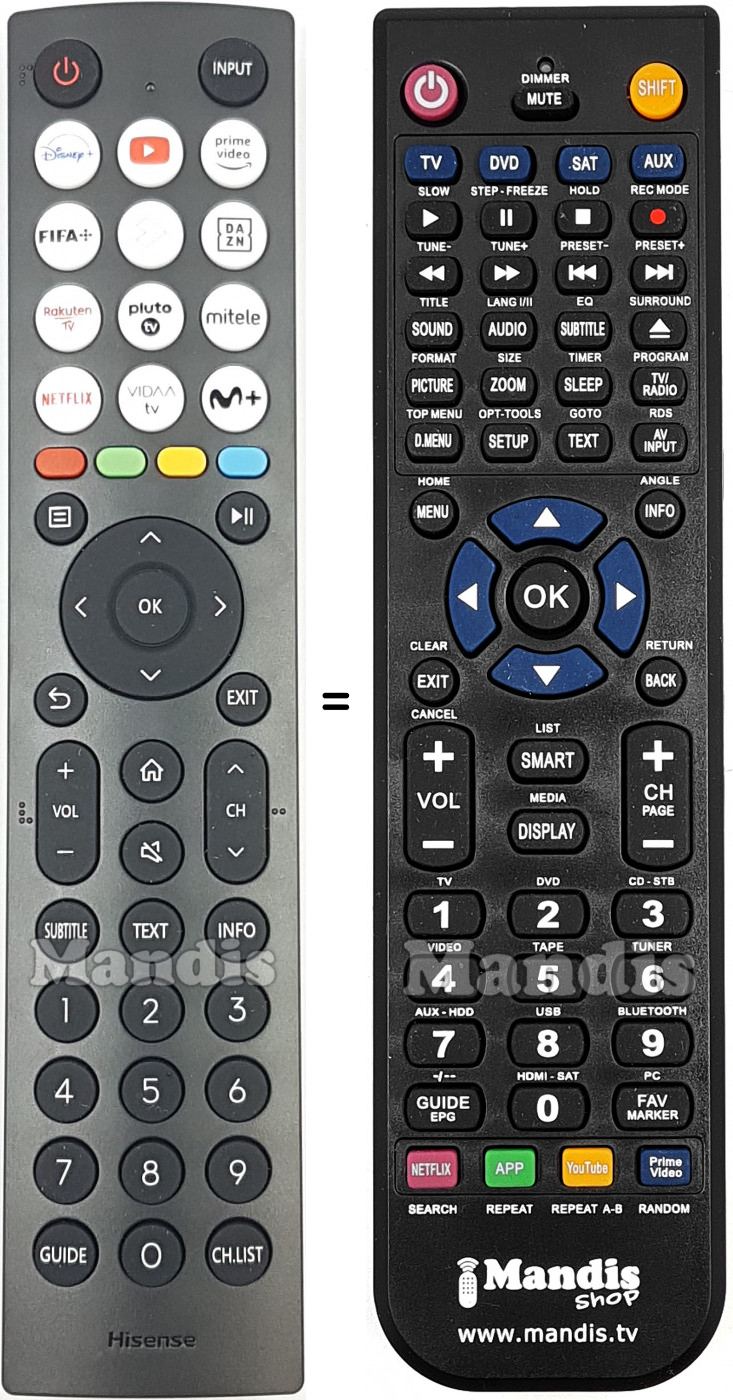 Télécommande équivalente Hisense HT339514