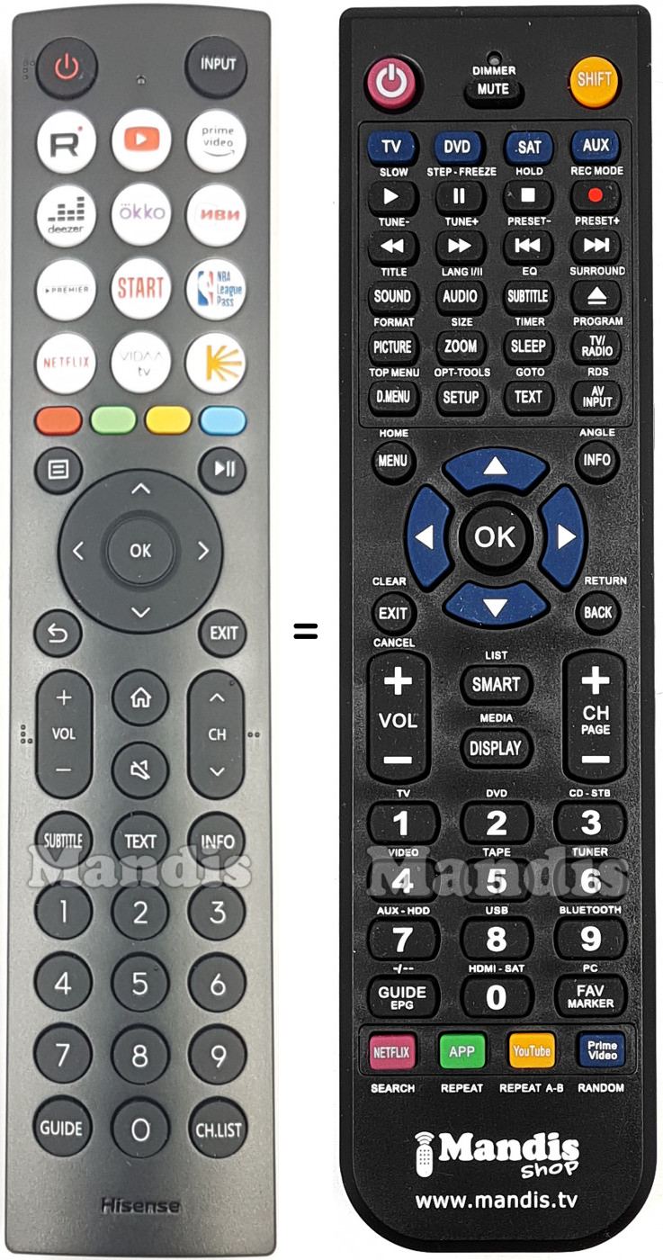 Télécommande équivalente Hisense HT339515