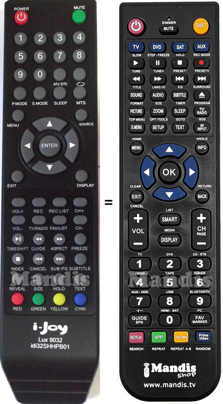 Télécommande équivalente i-Joy ILED 32 SGB 02