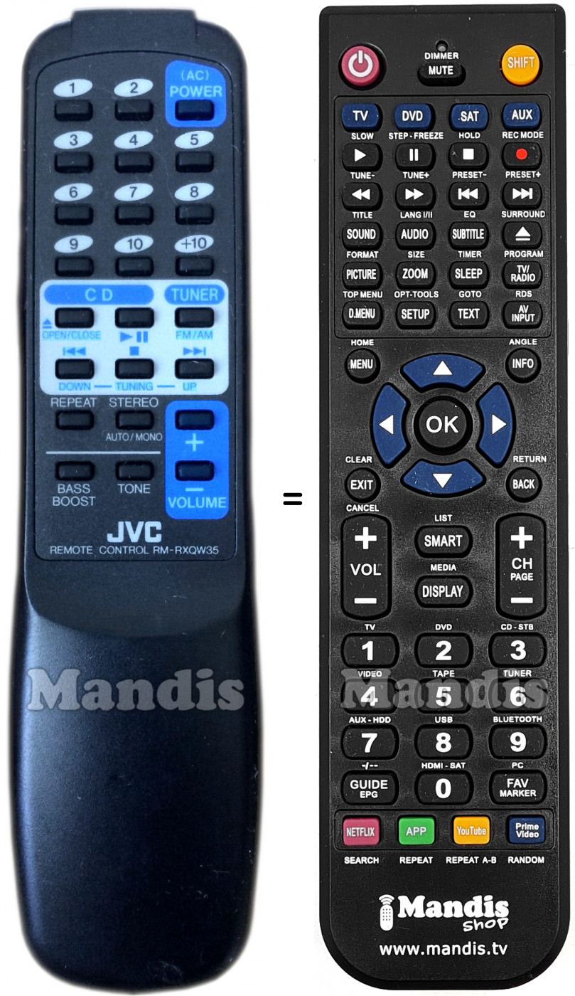 Télécommande équivalente JVC RM-RXQW35