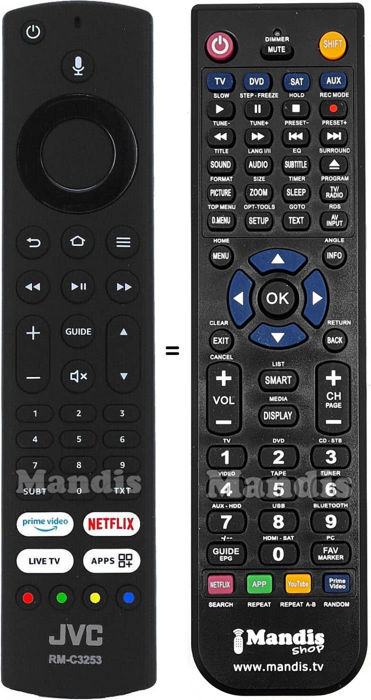 Télécommande équivalente JVC RM-C3253