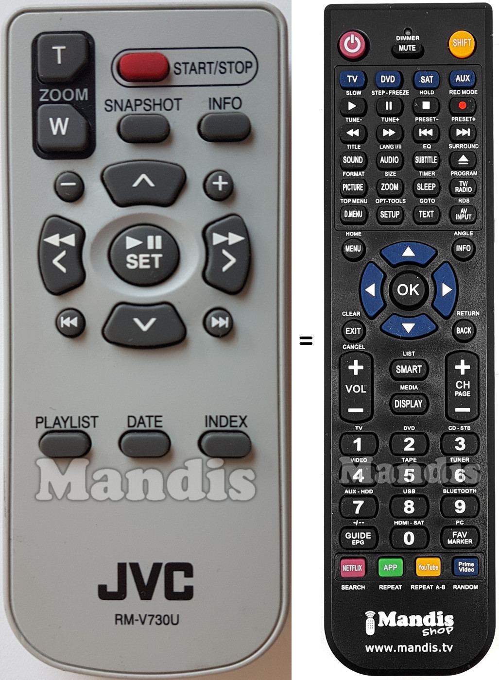 T&eacute;l&eacute;commande &eacute;quivalente RMV730U