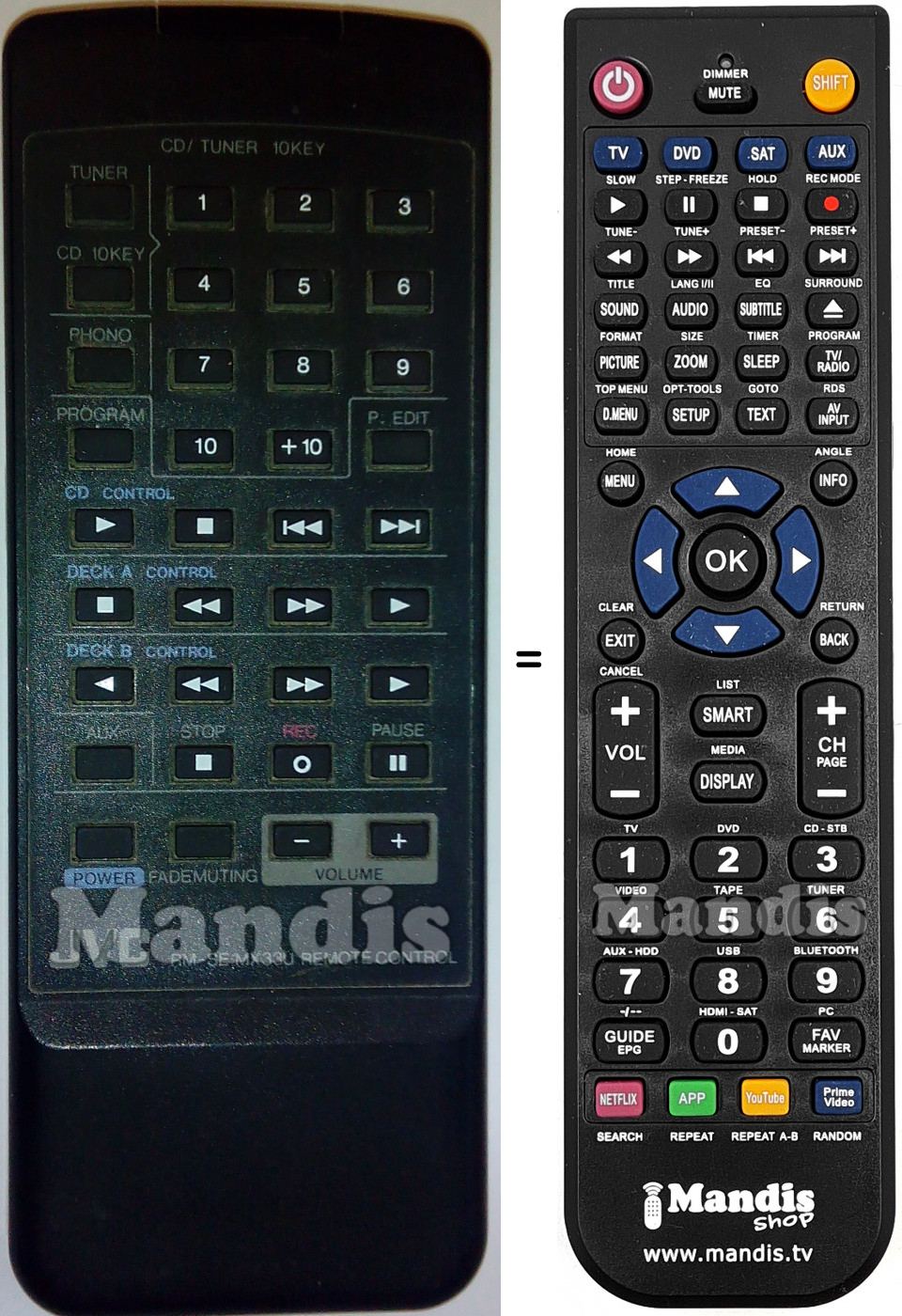 Télécommande équivalente JVC RM-SEMX33U