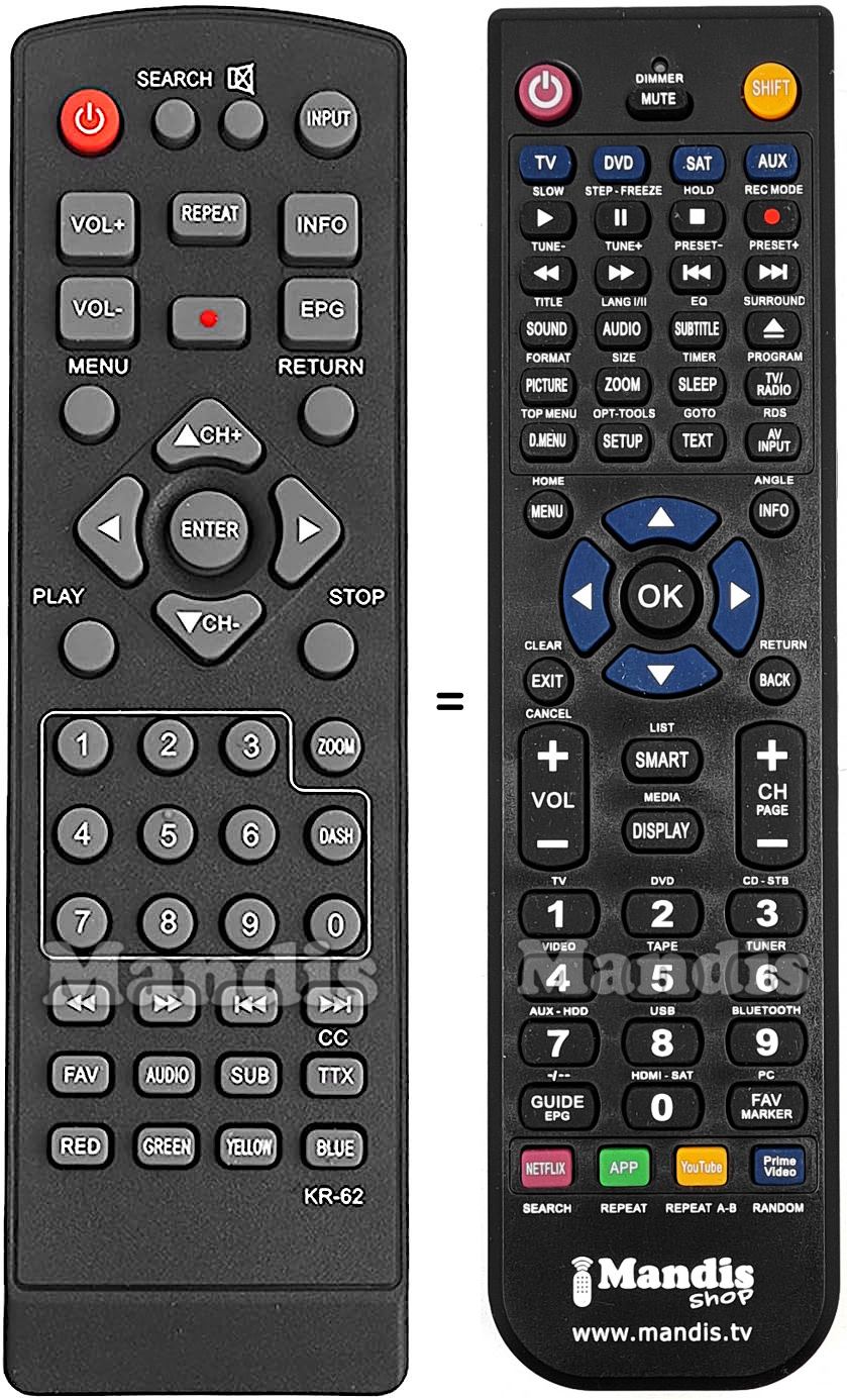 Télécommande équivalente Spectra KR-62