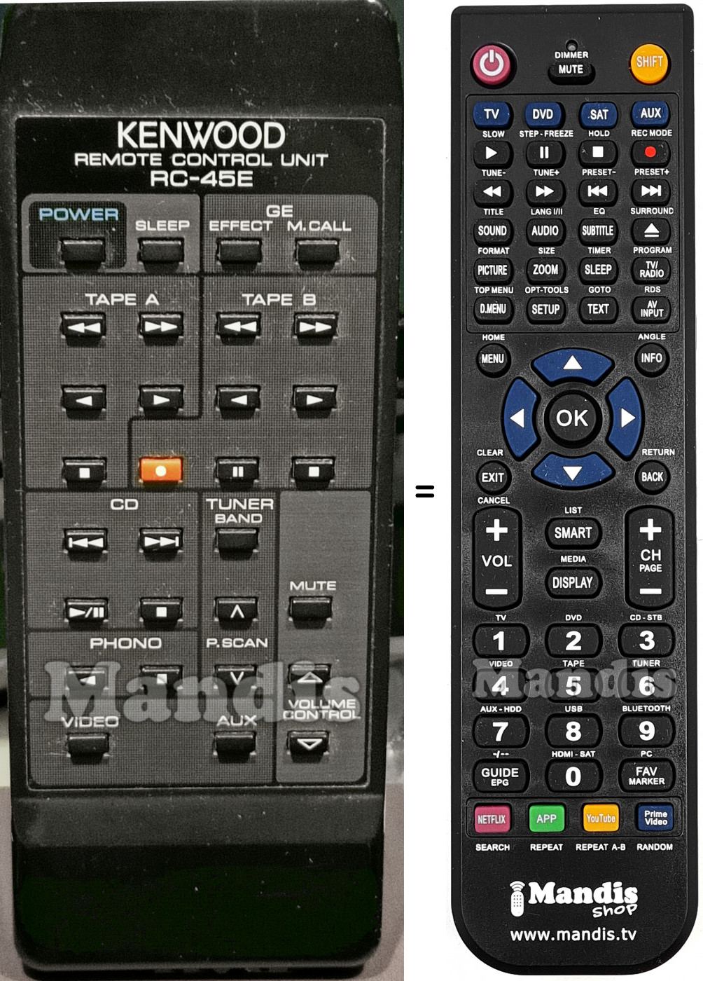 Télécommande équivalente RC-45E