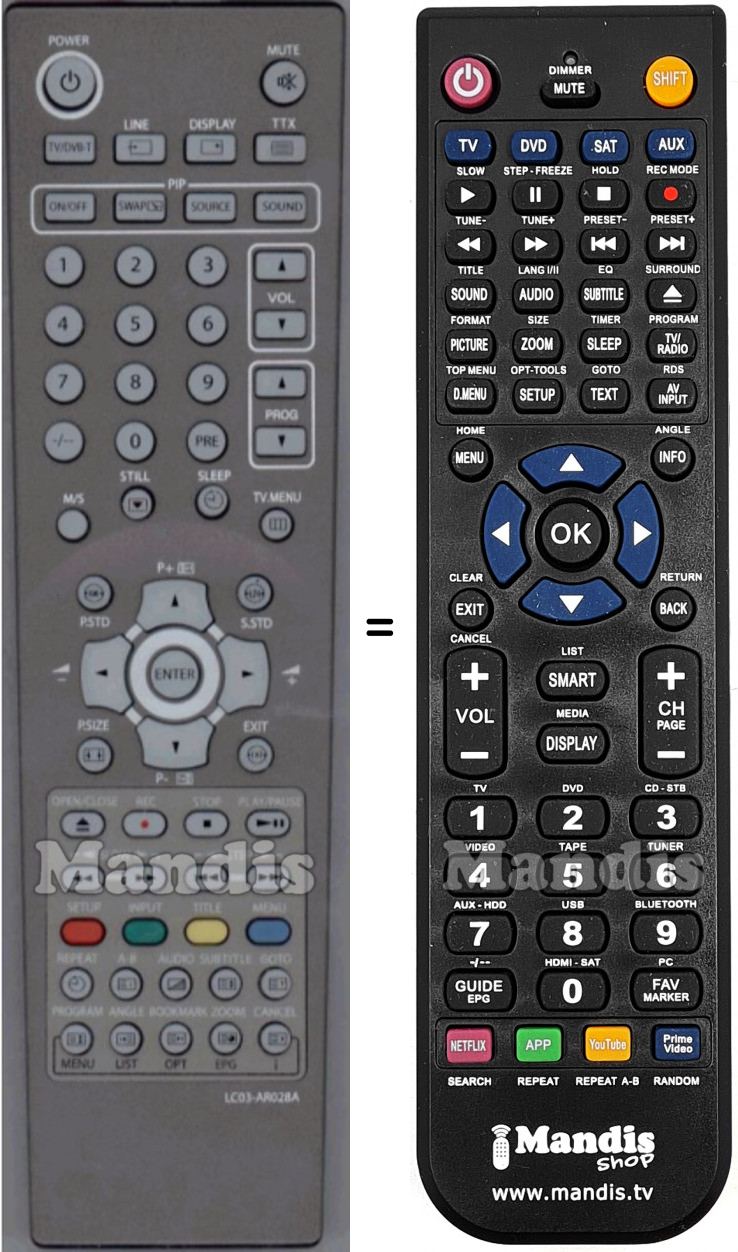 Télécommande équivalente DMTech LC03-AR028A