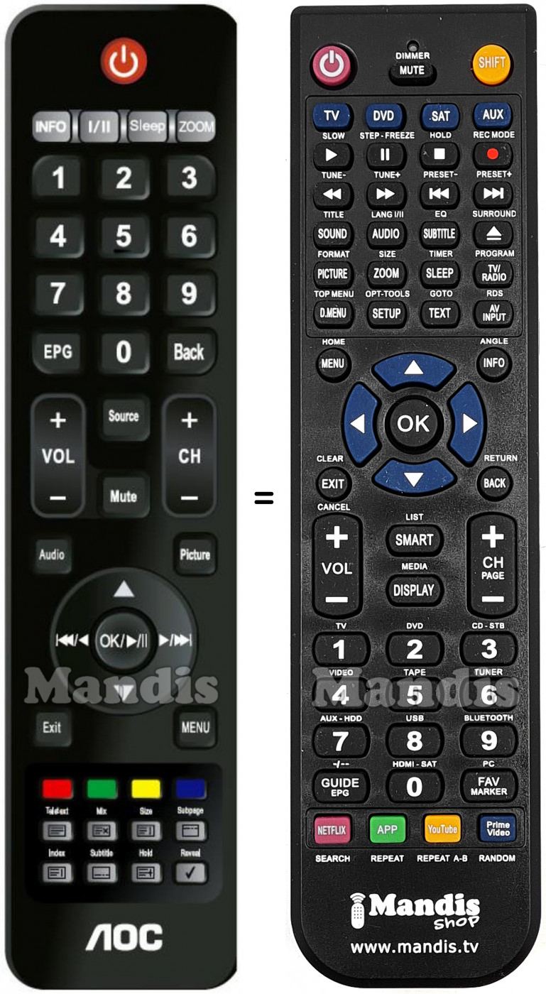 Télécommande équivalente AOC LE32K0D7DU