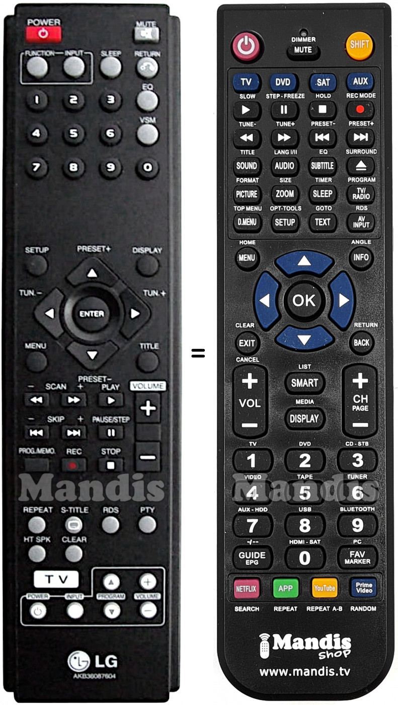 T&eacute;l&eacute;commande &eacute;quivalente LG AKB36087604
