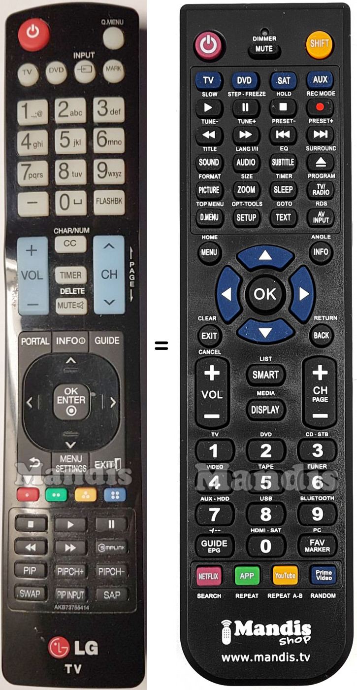 Télécommande équivalente AKB73755414