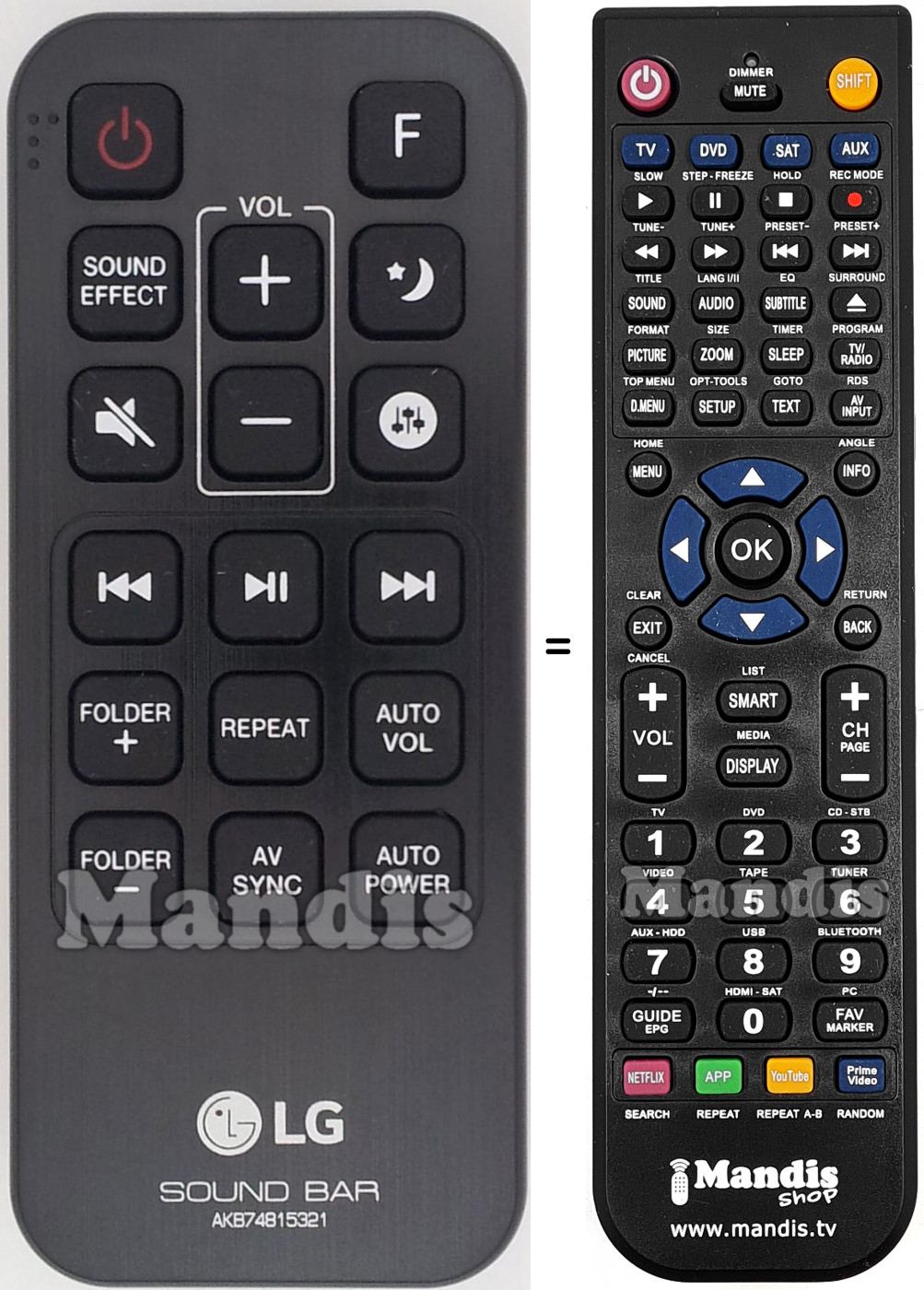 Télécommande équivalente LG AKB74815321