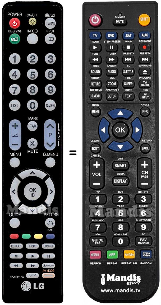 T&eacute;l&eacute;commande &eacute;quivalente LG MKJ61841702