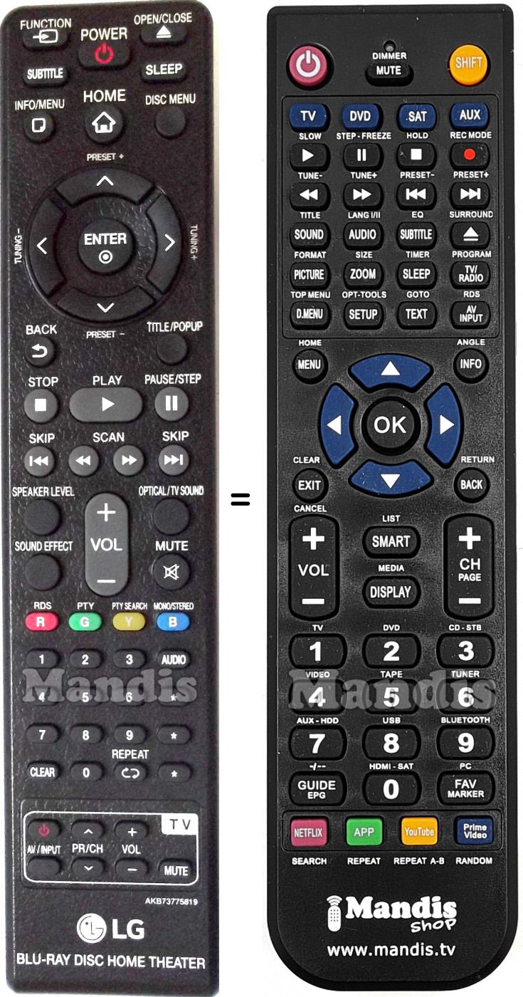 Télécommande équivalente LG AKB73775819