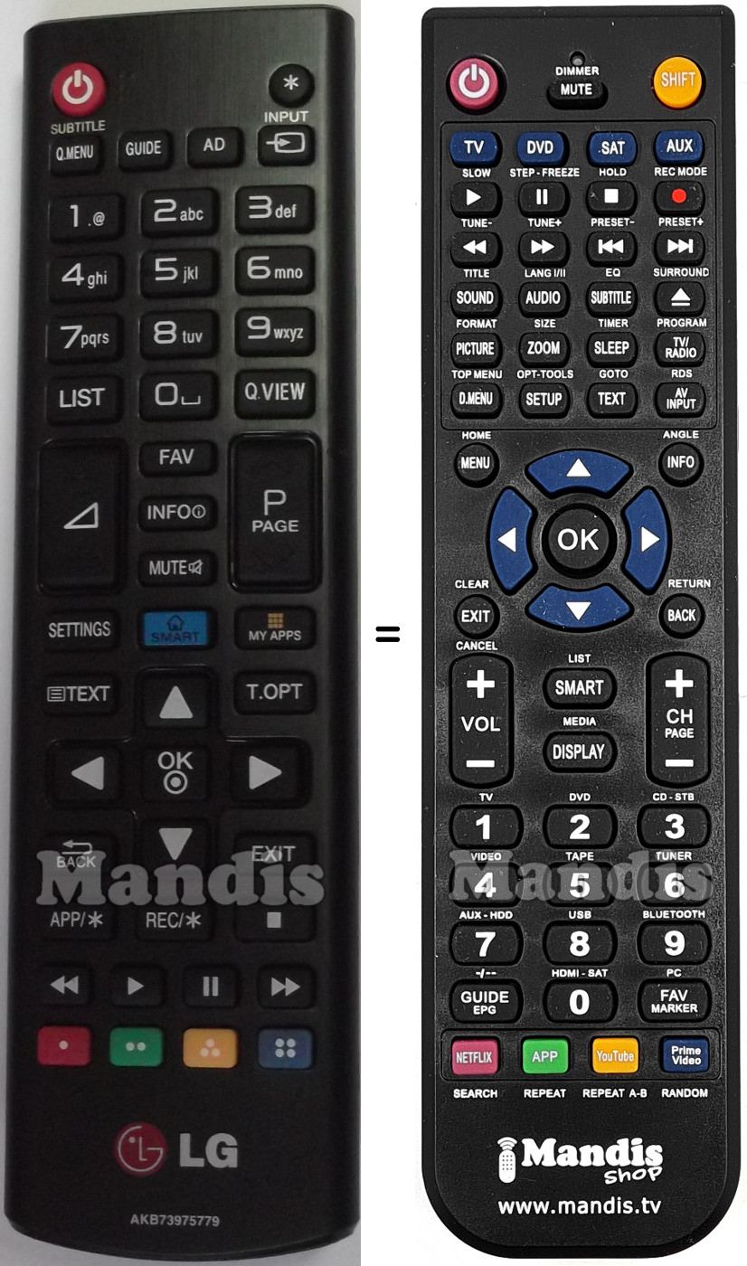 T&eacute;l&eacute;commande &eacute;quivalente LG AKB73975779