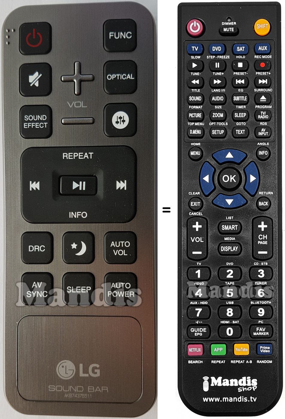 Télécommande équivalente LG AKB74375511