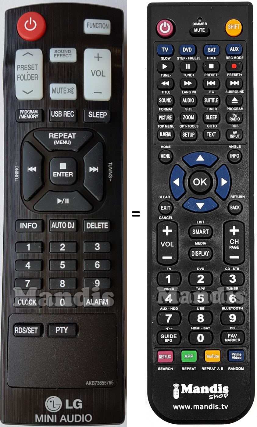 Télécommande équivalente LG AKB73655765