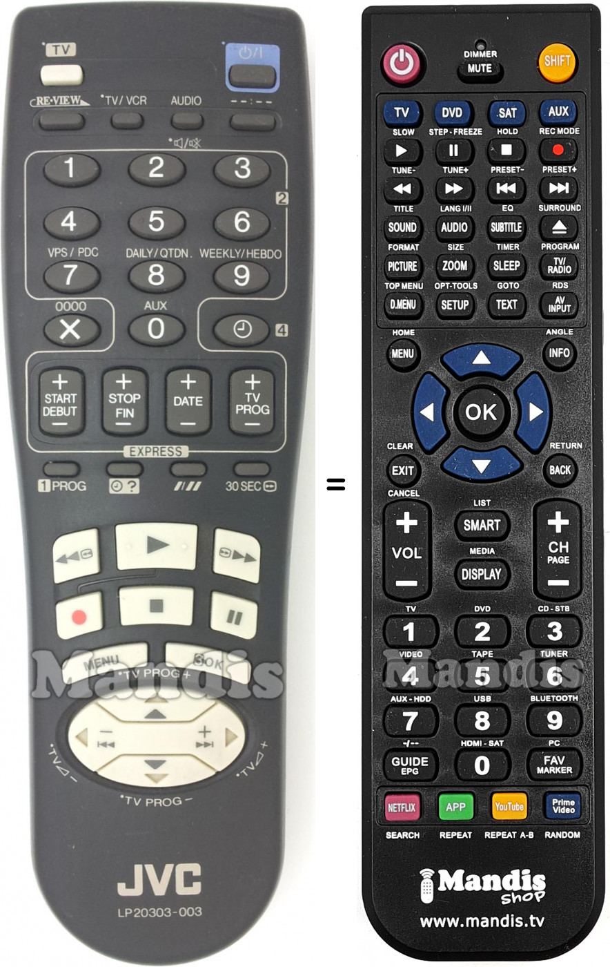 Télécommande équivalente JVC LP20303-003
