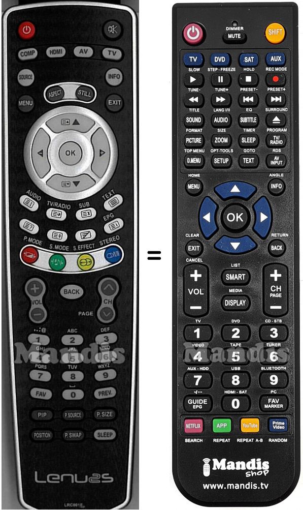 T&eacute;l&eacute;commande &eacute;quivalente LENUSS LRC001E
