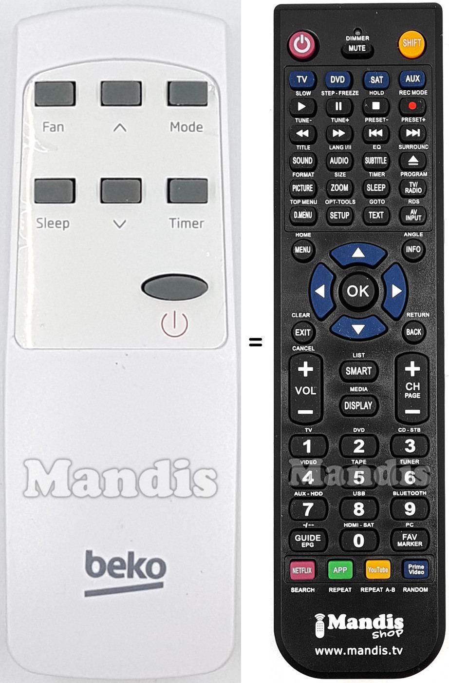 Télécommande équivalente Beko 9178013993