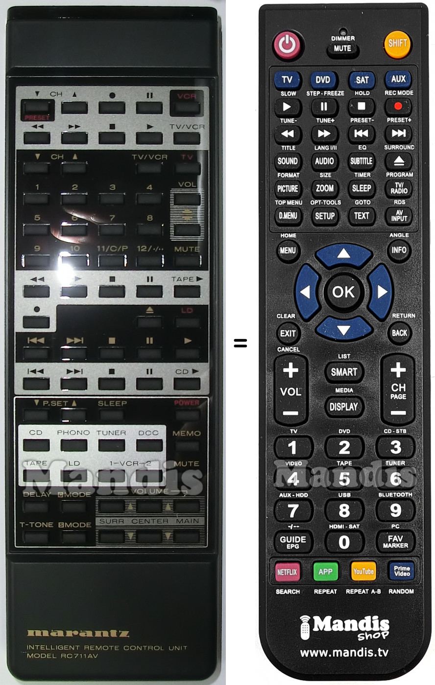 Télécommande équivalente RC711AV