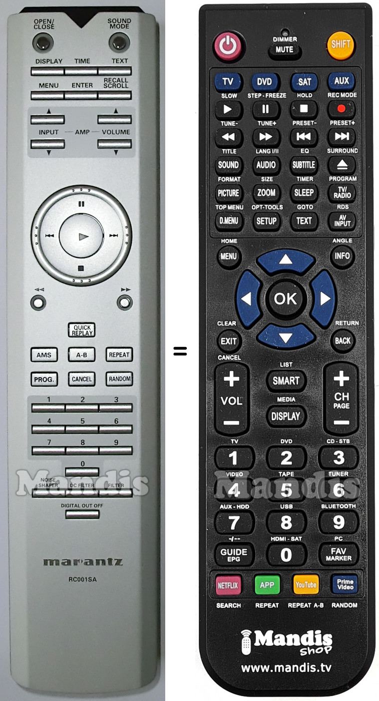 Télécommande équivalente RC001SA
