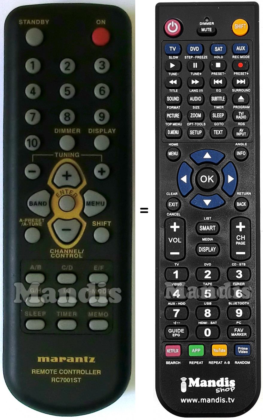 Télécommande équivalente RC7001ST