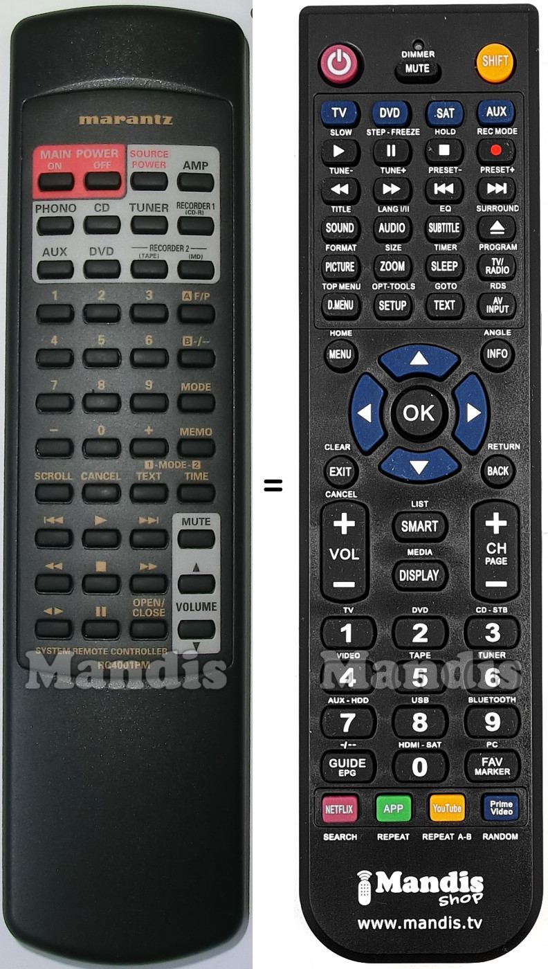 Télécommande équivalente Marantz RC4001PM