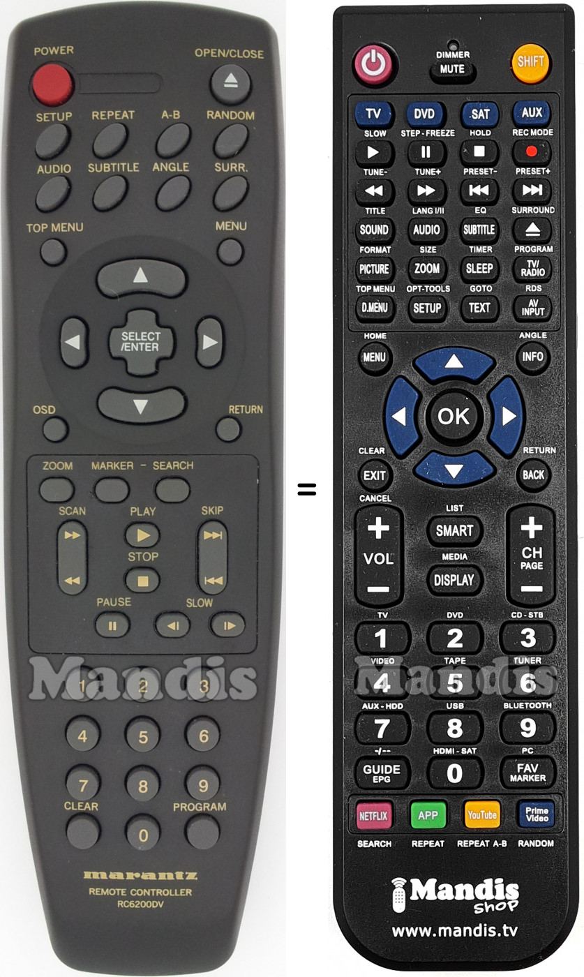 Télécommande équivalente Marantz RC6200DV
