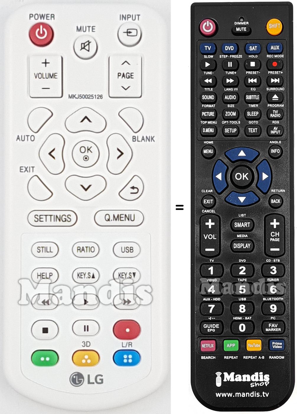 Télécommande équivalente LG MKJ50025126