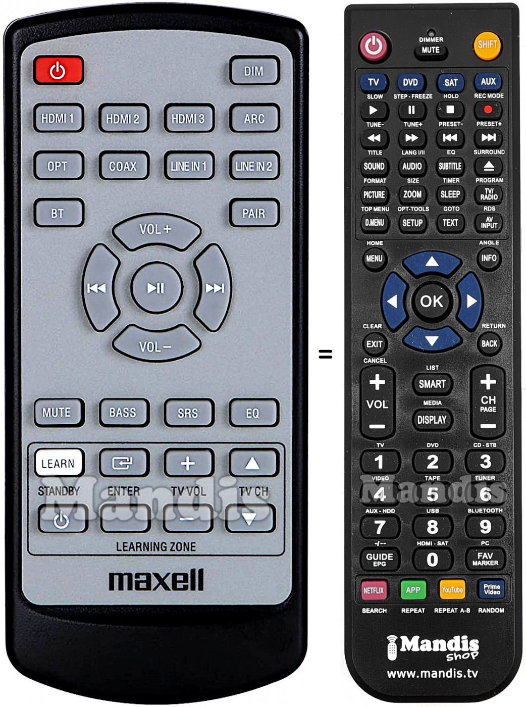 Télécommande équivalente Maxell MXSP-SB3000