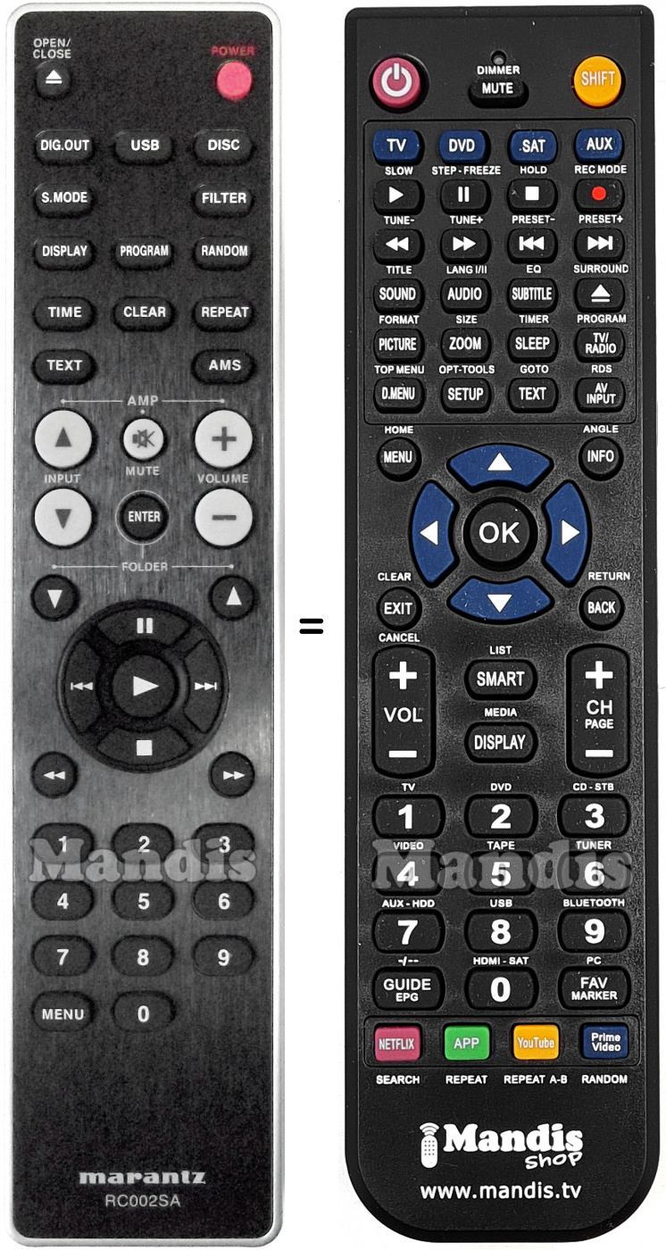 Télécommande équivalente RC002SA
