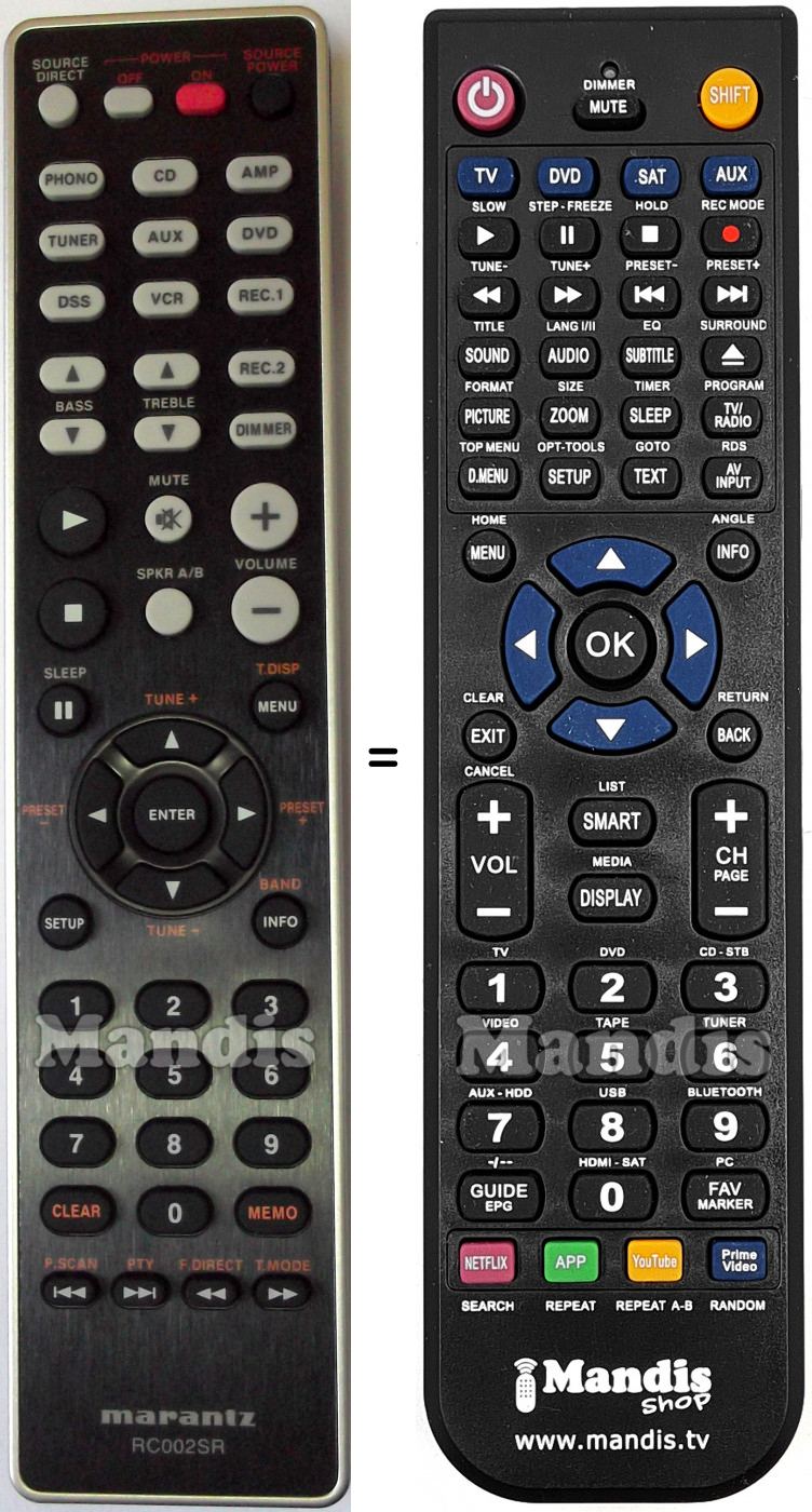 Télécommande équivalente Marantz RC002SR