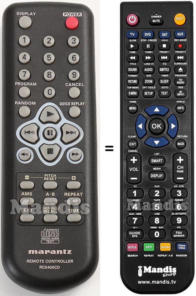 T&eacute;l&eacute;commande &eacute;quivalente RC5400CD