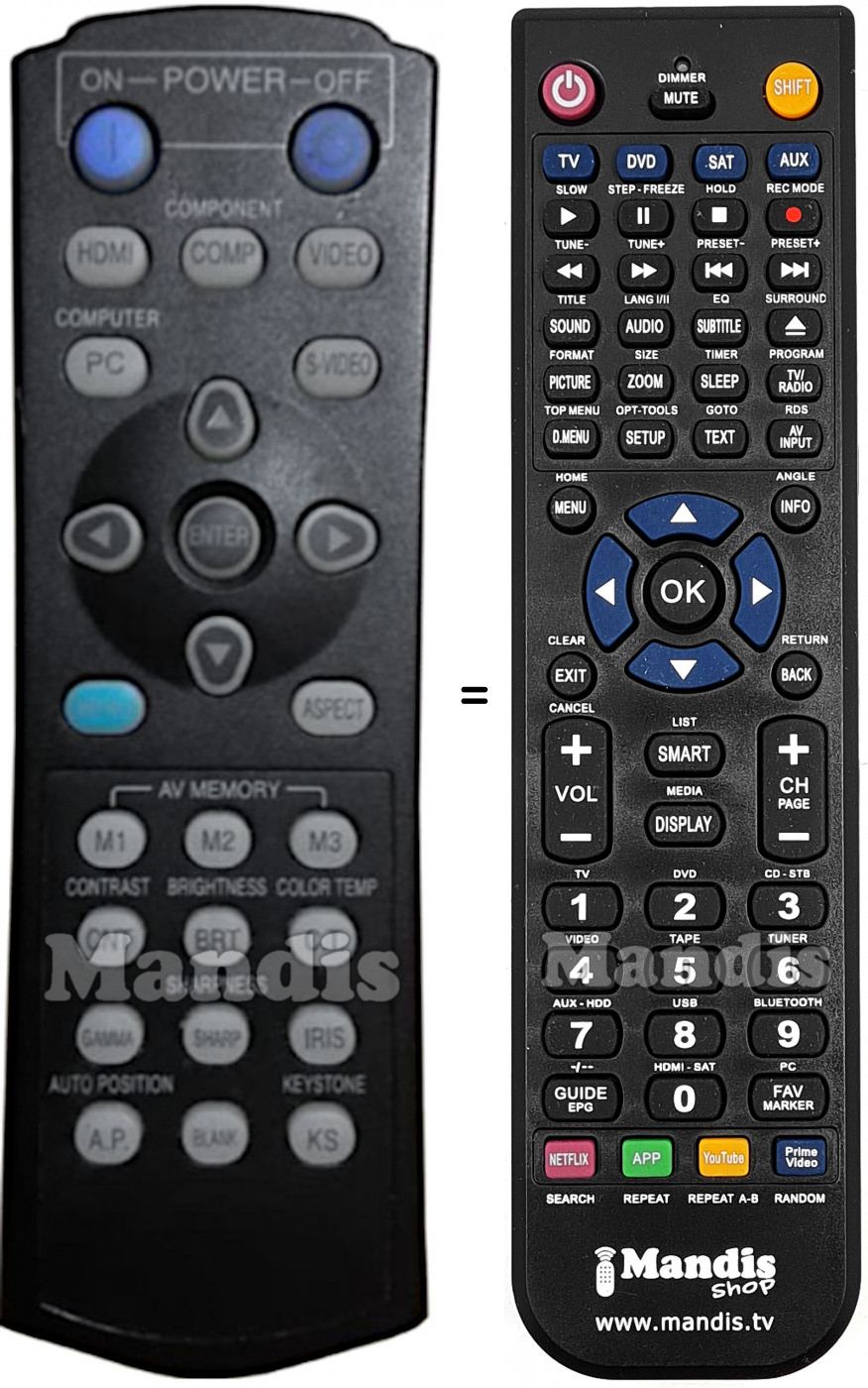 Télécommande équivalente Mitsubishi HC3000 Télécommande équivalente Mitsubishi HC3000