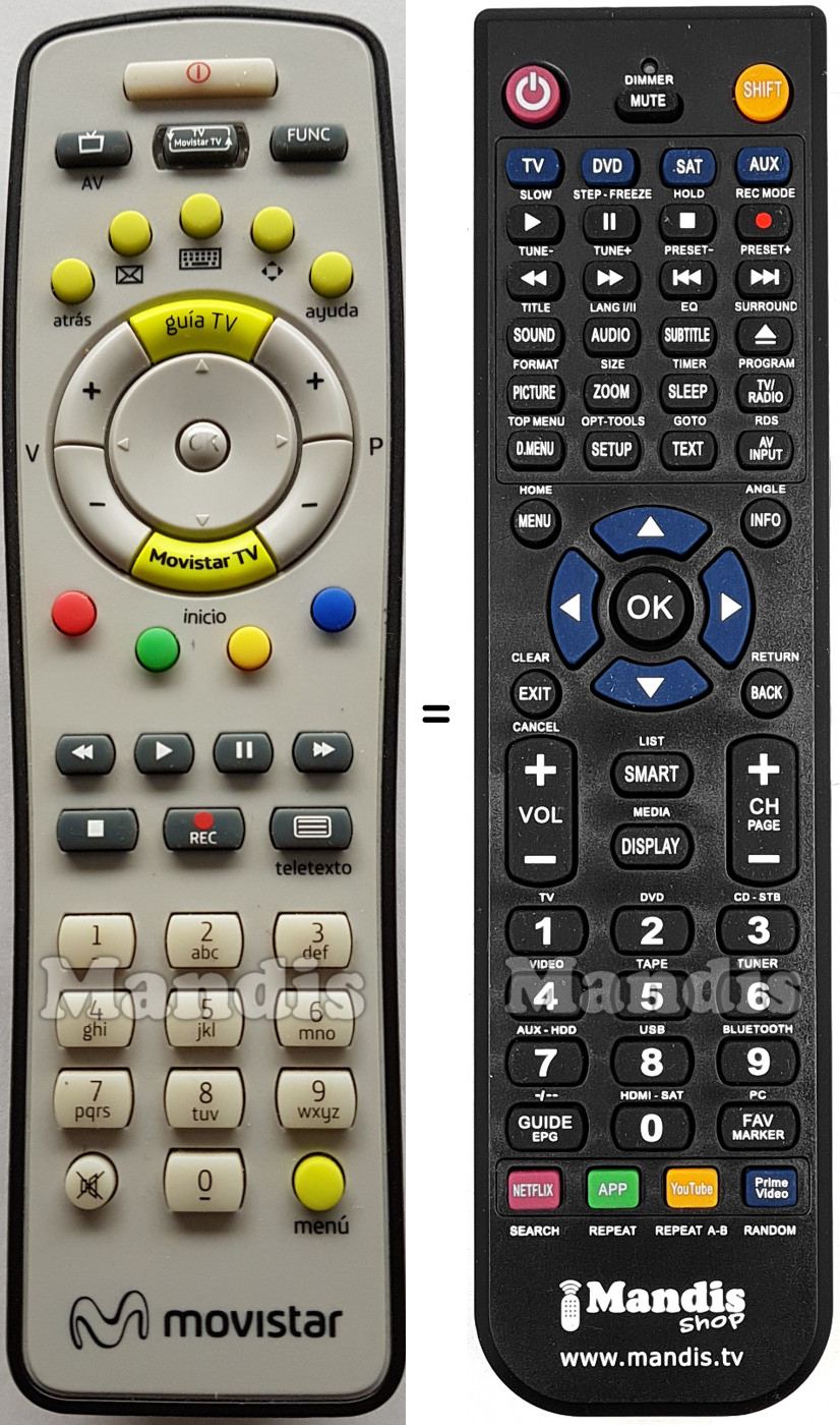 T&eacute;l&eacute;commande &eacute;quivalente Movistar Imagenio