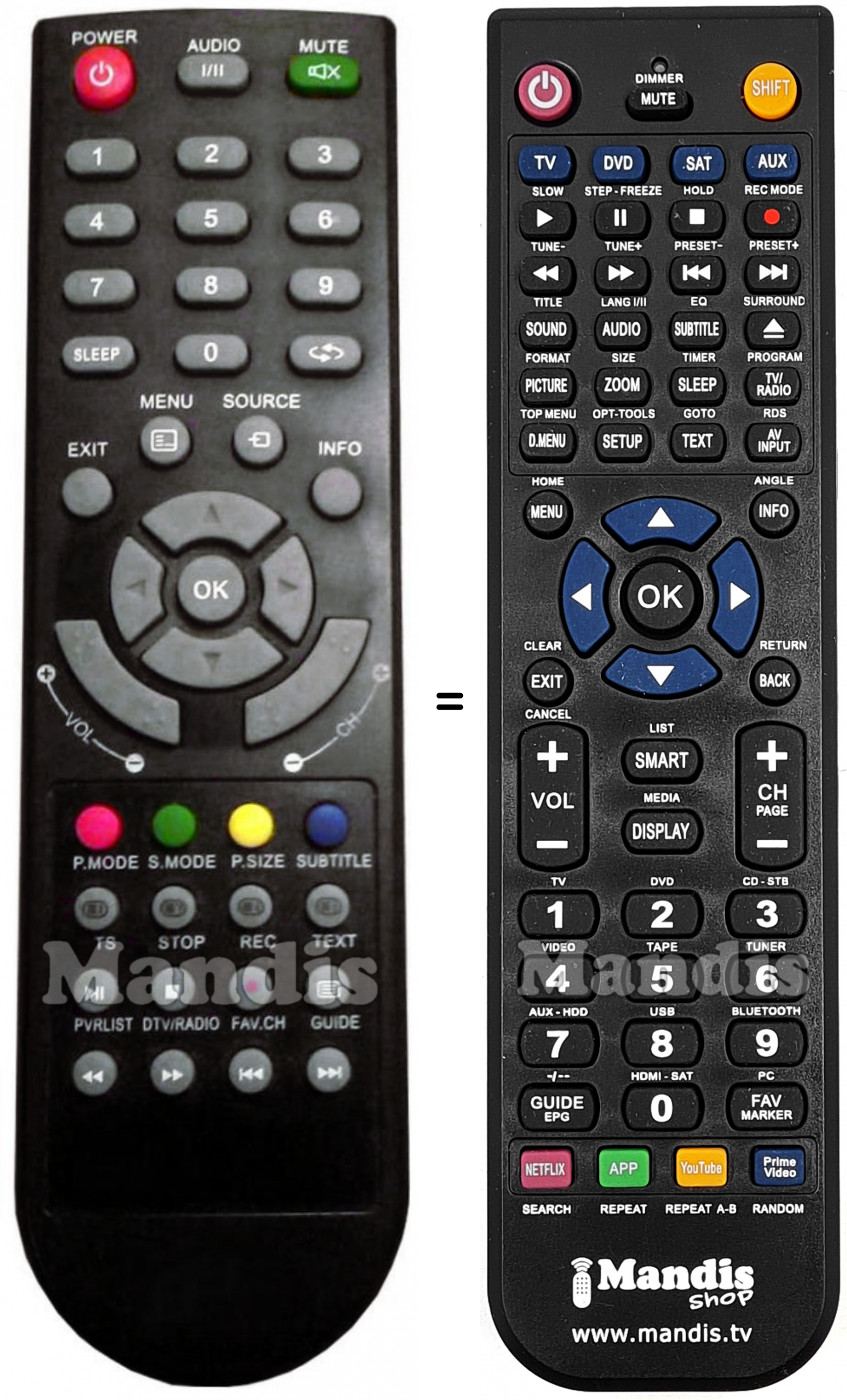 Télécommande équivalente Best Buy Mob001