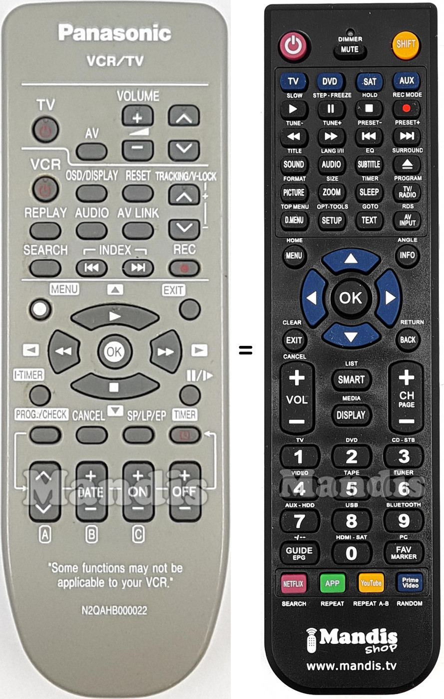 Télécommande équivalente Panasonic N2QAHB000022