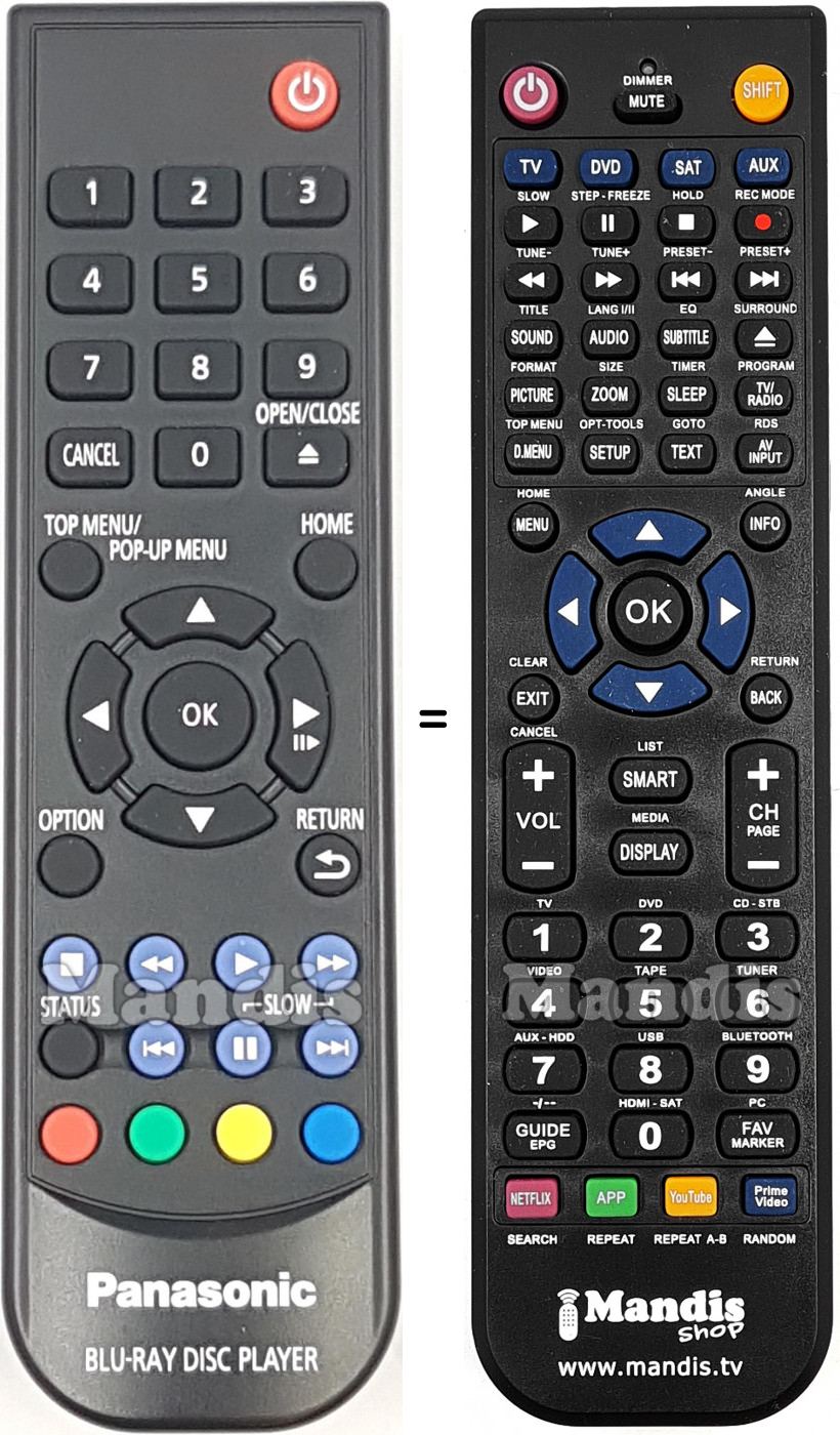 Télécommande équivalente Panasonic N2QAYA000205