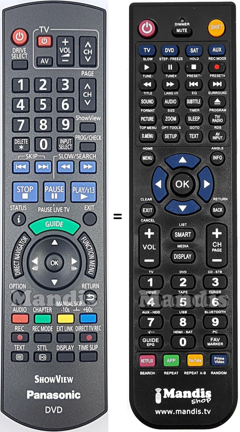 Télécommande équivalente Panasonic N2QAYB000471