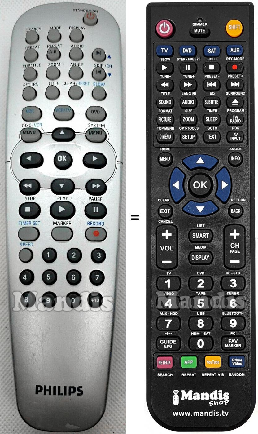 T&eacute;l&eacute;commande &eacute;quivalente Philips NA725UD