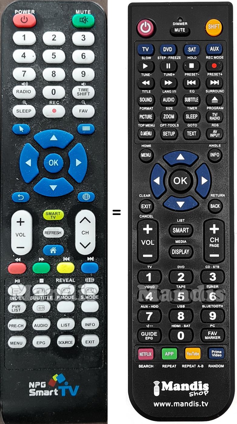 Télécommande équivalente Npg NPG013